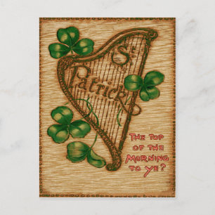 Harp of Erin Shamrock Top of The Morning Postcard