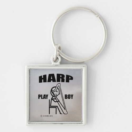 Harp Play Boy Keychain