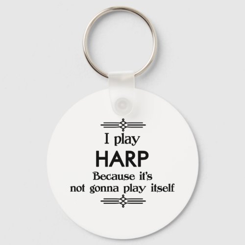 Harp _ Play Itself Funny Deco Music Keychain