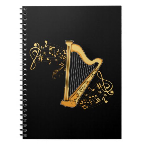 Harp Player Gift Girls Harpist Women Music Harp Notebook
