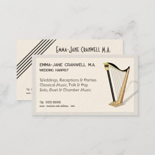 Harp Player Wedding Harpist Musician Personalized Business Card