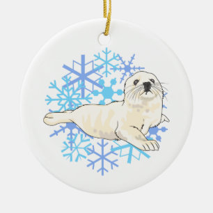 Harp Seal Ceramic Ornament
