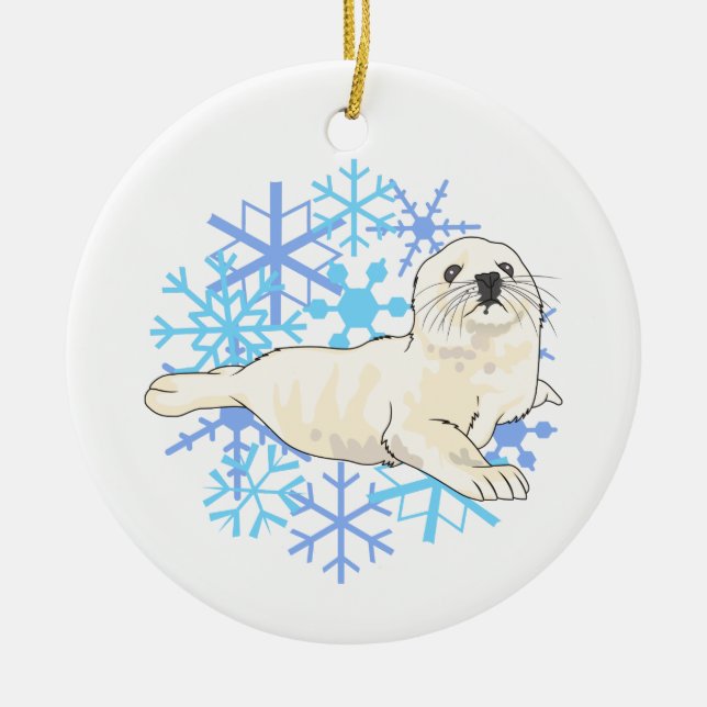 Harp Seal Ceramic Ornament (Front)