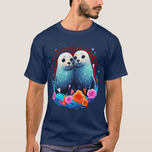 Harp Seal Couple Valentine T_Shirt