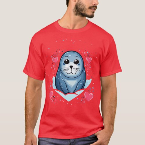 Harp Seal Valentine Day T_Shirt