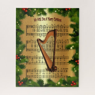 Harp ~ “We Wish You A Merry Christmas” ~  Jigsaw Puzzle
