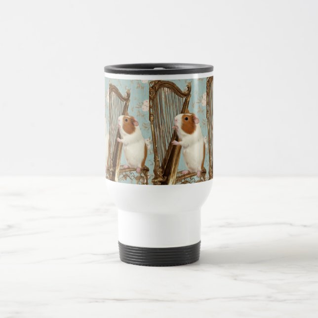 Harp & Whiskers – Elegant Guinea Pig Travel Mug (Center)