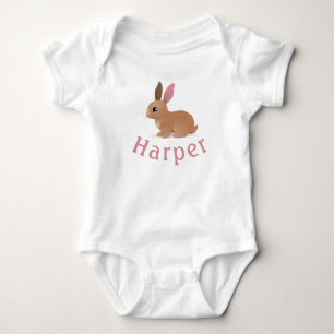 Harper Custom Bunny Nursery Girls Name Reveal Baby Bodysuit