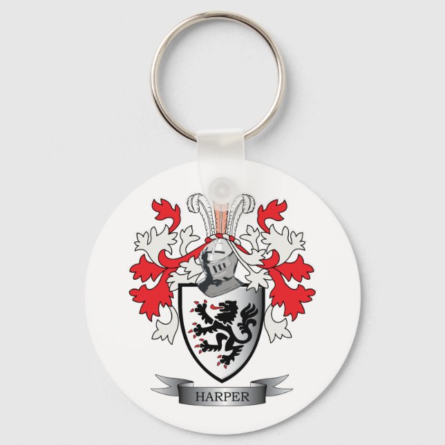 Harper Family Crest Coat of Arms Keychain (Front)
