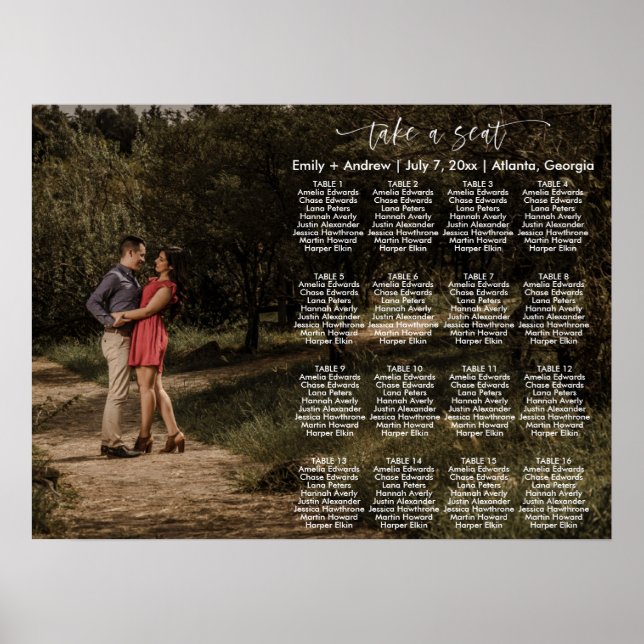 HARPER Modern Photo Seating Chart Template (Front)
