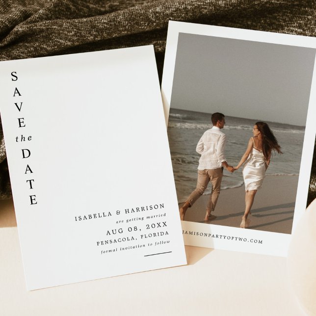 HARPER Modern Simple Photo Wedding Save the Date Invitation (Creator Uploaded)