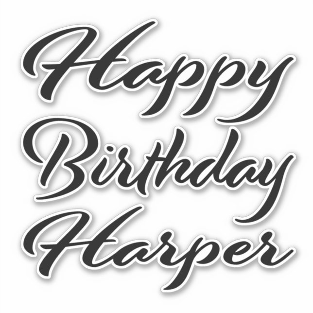 Harper Name First name black Sticker Birthday (Front)