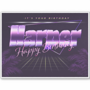 Harper Name First Name lila retro sticker birthday