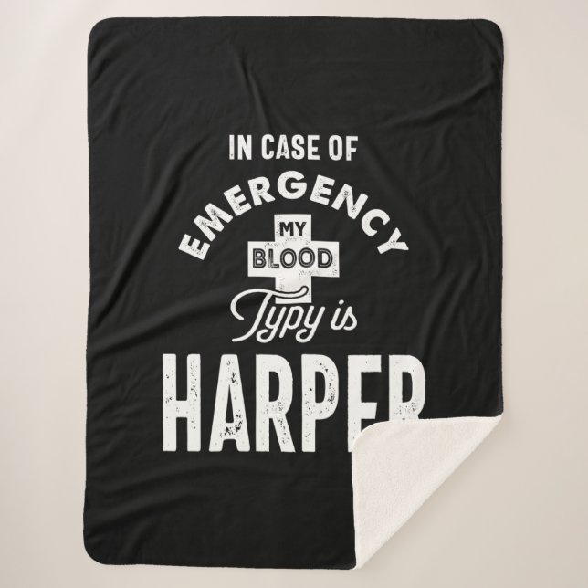 Harper Personalized Name Birthday Gift Sherpa Blanket (Front)