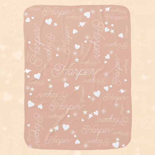Harper personalized name  some hearts Boho Rose  Baby Blanket