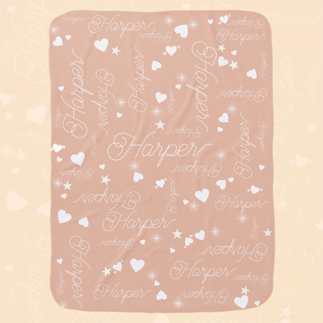 Harper personalized name & some hearts Boho Rose  Baby Blanket (Creator Uploaded)