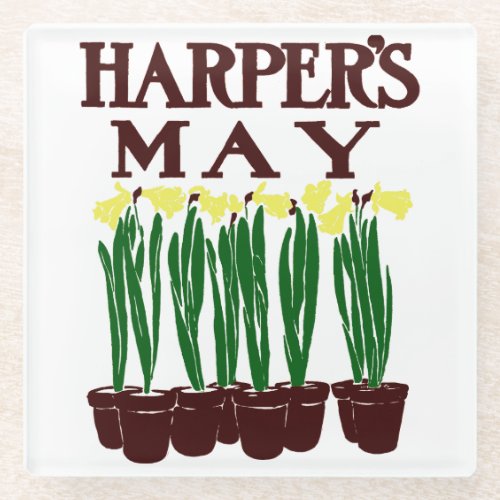 Harpers 1899 Edward Penfield Daffodils Glass Coaster