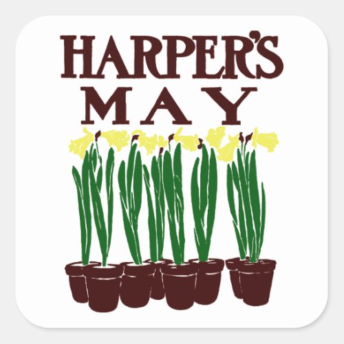 Harpers 1899 Edward Penfield Daffodils Square Sticker