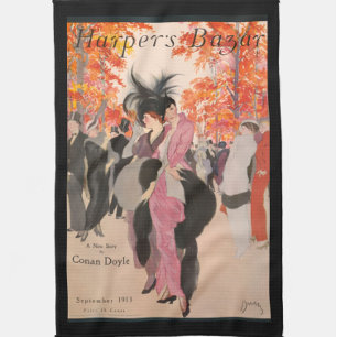 Harper's Bazaar fall fashion 1913 art deco Kitchen Towel