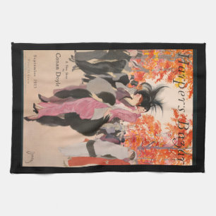Harper's Bazaar fall fashion 1913 art deco Kitchen Towel