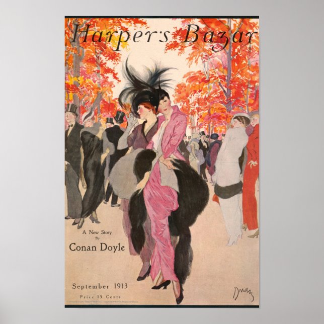 Harper's Bazaar fall fashion 1913 art deco Poster (Front)