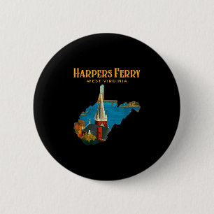 Harpers ferry landscape west virginia map retro button