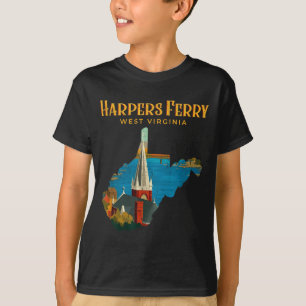 Harpers ferry landscape west virginia map retro T-Shirt
