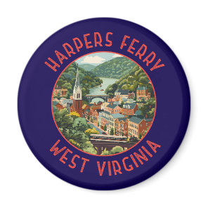 Harpers Ferry West Virginia Distressed Circle Magnet