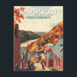 Harpers Ferry West Virginia Travel Art Vintage Postcard<br><div class="desc">Harpers Ferry retro vector travel design. Harpers Ferry is a town in West Virginia. Paths wind through Harpers Ferry National Historical Park,  which has 19th-century buildings.</div>