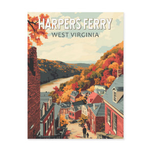 Harpers Ferry West Virginia Travel Art Vintage Postcard