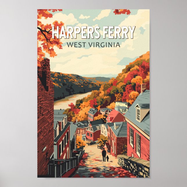 Harpers Ferry West Virginia Travel Art Vintage Poster (Front)