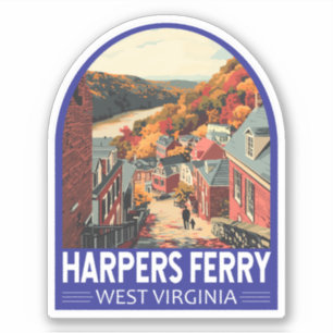 Harpers Ferry West Virginia Travel Art Vintage Sticker