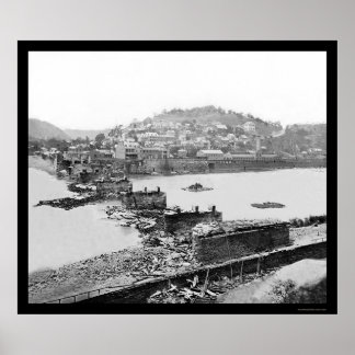 Harpers Ferry, WV Railroad Bridge Ruins 1862 Poster