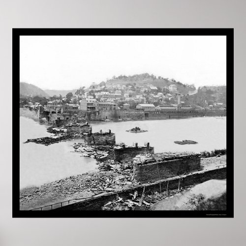 Harpers Ferry WV Railroad Bridge Ruins 1862 Poster