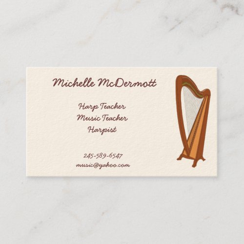 Elegant Harp Style Music Teacher Harpist Business Card