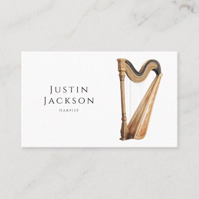 Harpist Performer Music Teacher Business Card (Front)