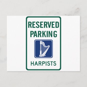 Harpists Parking Postcard by wesleyowns at Zazzle