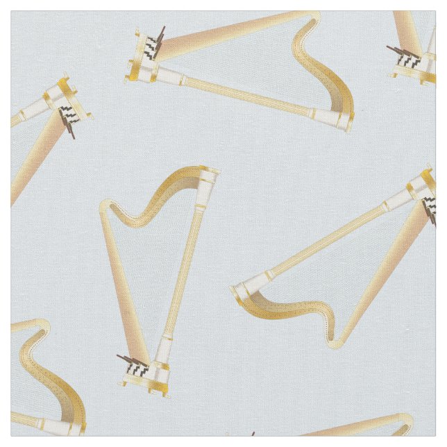 Harps Music Musician Room Decor Blue Fabric (Close Up)