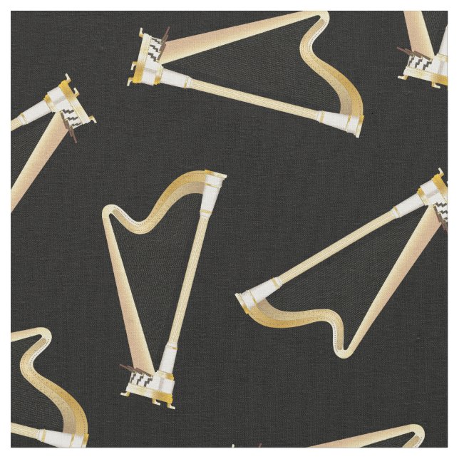 Harps Music Musician Room Decor Fabric (Close Up)