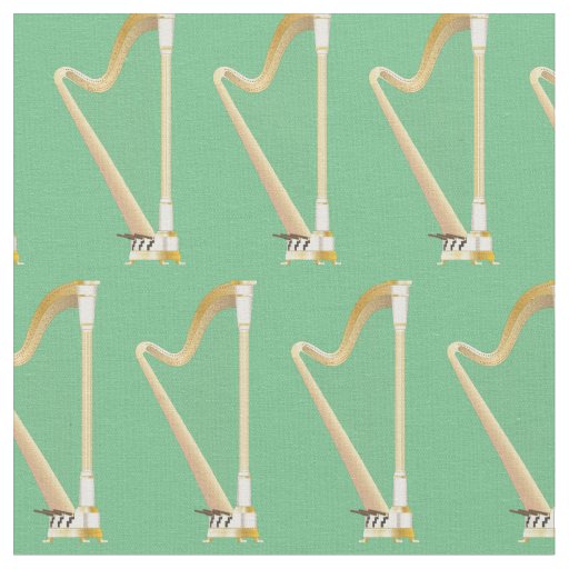 Harps Music Musician Room Decor Green Fabric