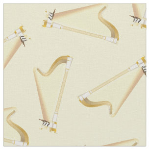 Harps Music Musician Room Decor Yellow Fabric