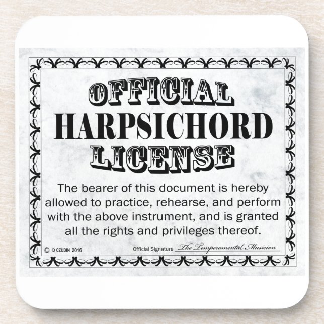 Harpsichord License Coaster (Front)