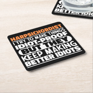 Harpsichordist Try To Make Things Classical Music Square Paper Coaster