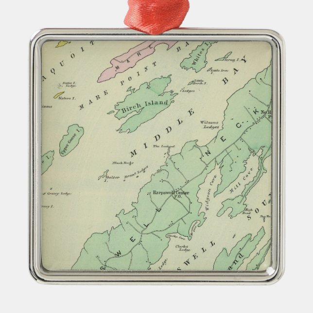 Harpswell, adjacent islands metal ornament (Front)