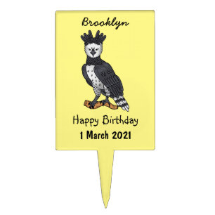 Harpy eagle cartoon illustration cake topper