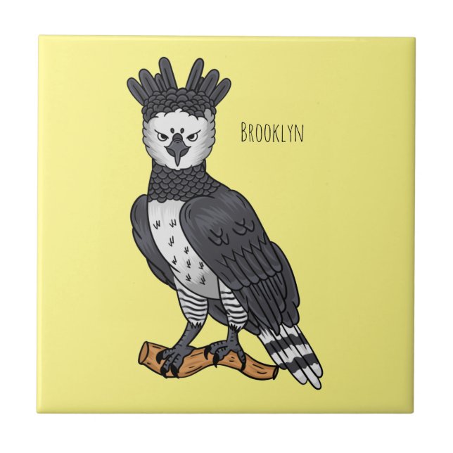 Harpy eagle cartoon illustration  ceramic tile (Front)