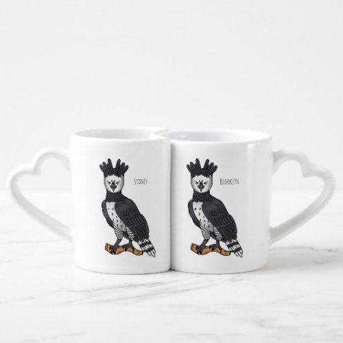 Harpy eagle cartoon illustration  coffee mug set
