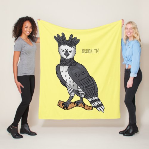 Harpy eagle cartoon illustration  fleece blanket