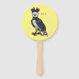Harpy eagle cartoon illustration hand fan
