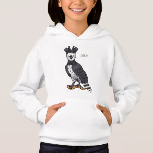 Harpy eagle cartoon illustration hoodie